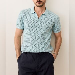 NWOT Marine Layer Cyrus Sweater Polo in Cloud Blue